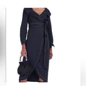 STAUD Black wrap dress size small